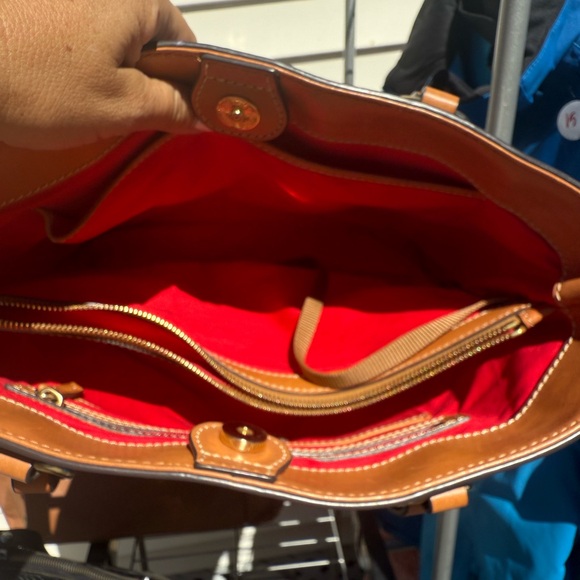 Dooney & Bourke Chocolate Brown Leather Tote with Tan Accents - Picture 3 of 3